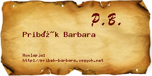 Pribék Barbara névjegykártya