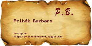 Pribék Barbara névjegykártya